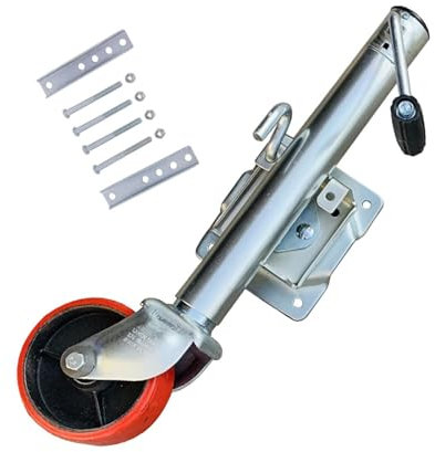 QICBYING Teleskopstützrad - Anhängerstützen Abstellstützen, Anhänger-Stützrad, Robuster, Schwenkbarer Marine-Anhängerheber, 15cm Abnehmbares Anhänger-Stützrad, Mit Bremse, 25,4cm Hub, 540kg