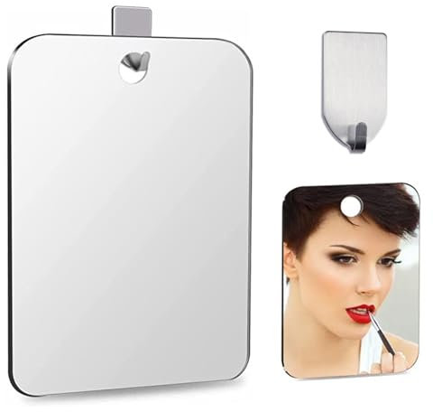 iTYOOS Shatterproof Shower Mirror, Shower Mirror, Fogless Shaving Mirror, Anti fog Shatterproof Mirror in Bathroom, Comes with 1 Sticky Hook