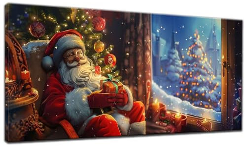 Diamond Painting Weihnachten,Diamant Painting Bilder Weihnachtsmann Malerei Kits,Diamond Painting Erwachsene und Kinder Stickerei Kunst Kits,Diamant Malerei Set für Wanddeko Wohnzimmer 30x70cm R-0