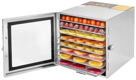 8 livelli di cibo disidratatore macchina, essiccatore alimentare in acciaio inox per uso domestico, essiccatore con clip alimentare, timer fino a 0-24H 700W 35-90 ℃