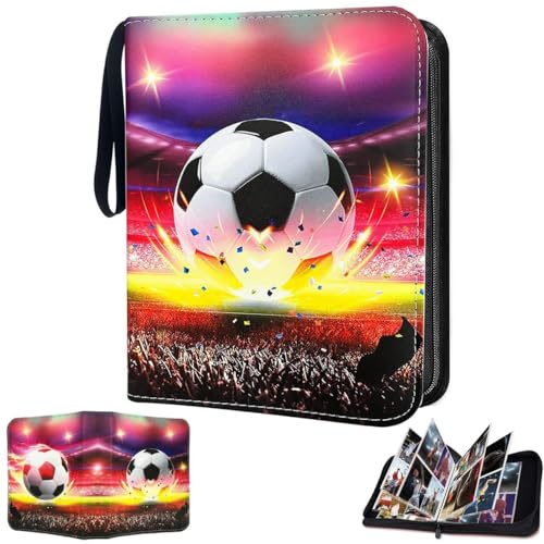 Sammelkarten Album Fussball, Sammelalbum Fußball Karten, Fußballsammelalbum karten, 50 Seiten, Kapazität für 400 Karten, Fußball Karten Kapazität, Fußball Karten Ordner sammelheft
