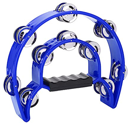 Zweireihige Schellen, Musikinstrument, Weiße Percussion-Tamburin-Handglocke (BLUE)