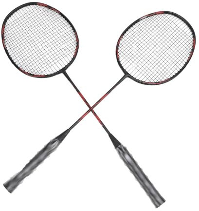 Carbon-Aluminium-Badmintonschläger, Leichtes, Robustes Schlägerset, mit Ball für das Training (Schwarz Rot