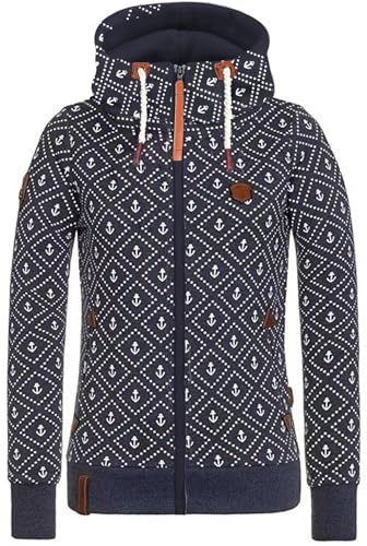 Coloody Damen Kapuzenpullover Winter Langarm Hoodie Rollkragenpullover Drucken Sweatshirt Outwear mit Kapuze mit Reißverschluss