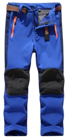 Hpbygstae vattentäta termobyxor för pojkar och flickor, snöbyxor, vinterutomhusbyxor, vandringsbyxor, barn softshell skidbyxor, #21-mörkblå, 140/150 cm