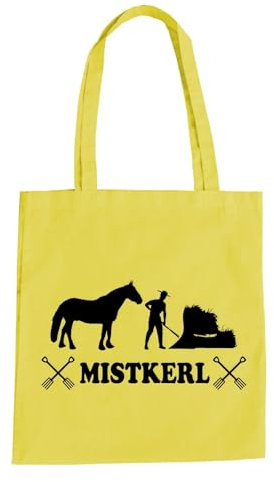 Mistkerl Baumwolltasche - Bauer Landwirt Mistgabel Misthaufen Pferd Gelb