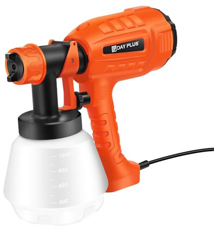 Farbspritzgerät, Handgehaltene HVLP Elektrische Farbspritzpistole, Farbspritzgerät für Möbel, Zaun Farbspritzgerät mit 1000ML Behälter, 3 Düsen und 3 Mustern, für Wände und Decken, Schrank, Handwerk