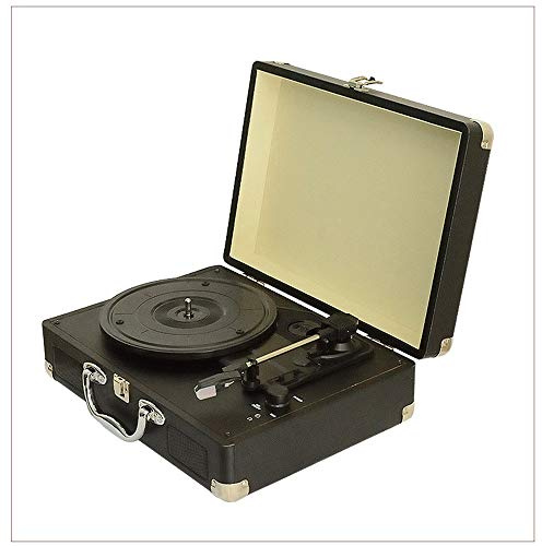 Grammofono in vinile d'epoca Aspetto in pelle PU Movimento in tubo di alluminio triangolare in legno Funzione di pickup in rubino PH/INT/BT Giradischi stereo Bluetooth Giradischi stereo portatile Bl