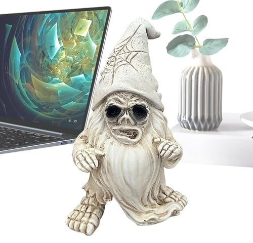 Misaakoeq Skeleton Gnome Halloween Decor - Resin Dwarf Figurines | Skeleton Skull Figurines Horror Garden Gnomes Statues Decor Set Indoor Ornaments Children Adult