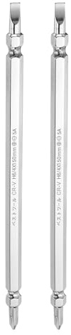 sourcing map 2pcs Magnetic Double Ended Screwdriver Bit 4mm PH2/SL6 6/150mm 1/4 Hex Shank CR-V Steel Phillips Cross Slotted Flat Screw Driver Bit for Power Screwdriver Impact Drill Tool