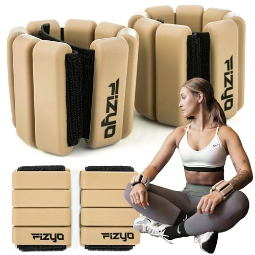 FIZYO Handgelenk & Knöchelgewichte, Gewichtsmanschetten, Pilates Gewichte | Verstellbare Handgelenkgewichte 2er Set für Yoga, Walking, Joggen, Aerobic, Cardio & Krafttraining