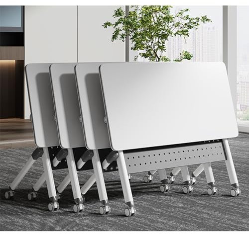 Moderner klappbarer Konferenztisch für Büro, Training, Konferenzraum, Tisch mit Klappdeckel, Rahmen aus industrieller Aluminiumlegierung und 25 mm mobiler Schreibtischtisch mit 360° drehbarem