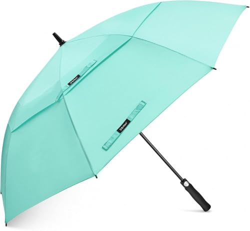 G4Free Automatiskt golfparaply, extra stort med dubbelt ventilationsskydd, vindtåligt och vattentätt, långt paraply, 120/137/157/173 cm