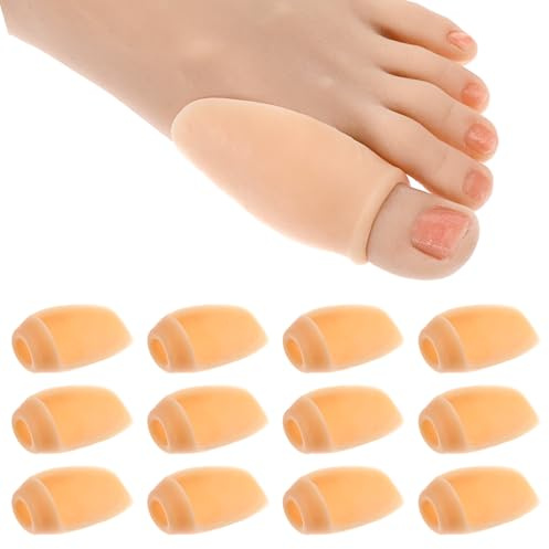 Dimeho 12 piezas de protector de cojín para juanetes, almohadillas correctoras de juanetes con separador, protectores de juanetes transparentes, alivio para callos de pulgar y callos de juanete (color