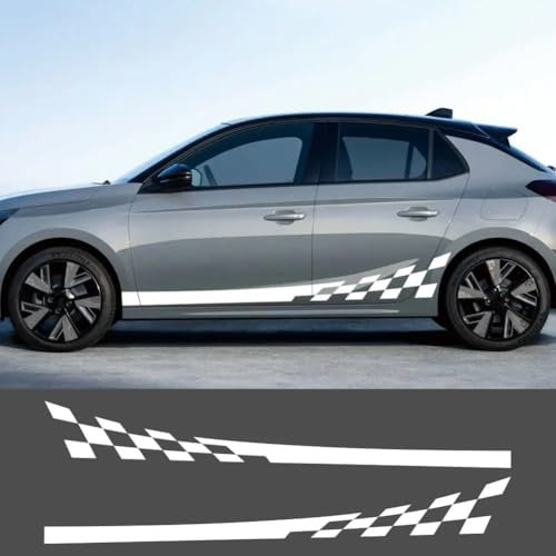 2 STÜCKE Autotür Seitenschweller Sport Diamant Karo Aufkleber Auto Karosserie Vinyl PVC Aufkleber Auto Dekor Zubehör, für Opel Corsa C E F D