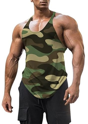 Haloumoning Herren Sommer Tank Top 5 Army Green, XL