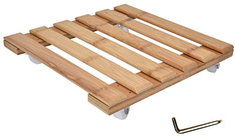 Fuchooky Supporto a rulli per Piante con Ruote girevoli a 360 Gradi, Base Quadrata 25x25 cm per Piante in Vaso, Vassoio Mobile Resistente per Interni ed Esterni