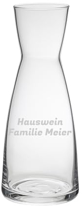 LUXENTU Karaffe/Vase mit Gravur, Text horizontal, 1,0 l, 1 Stück | Personalisierte Ypsilon Weinkaraffe für die Gastronomie & Zuhause, 2-zeilige Gravur, Multifunktional, Spülmaschinenfest