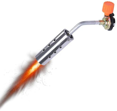 PHMING Gasbrenner für Gasflasche aus Edelstahl, Winddichtes Abflammgerät, Kann Invertiert Werden, Kassetten-flammenwerfer für Grillanzünder und Unkrautjäten