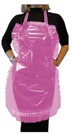 LIXIAAOOKWEDG Damen-Schürze, Rüschen, transparentes PVC, Kleid, wasserdicht, Kochen, Hausarbeit, Club, Cosplay
