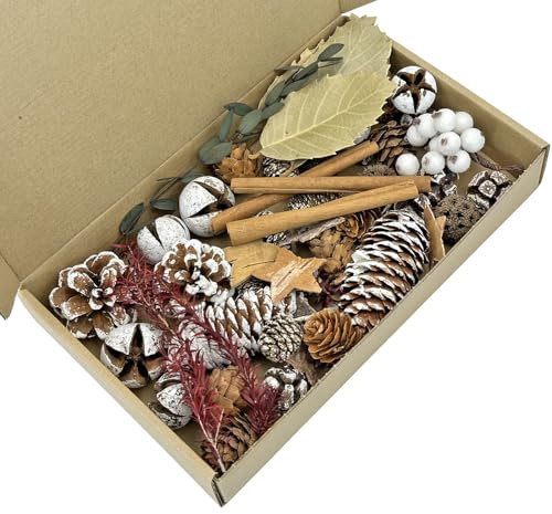 Adventskranz Deko, 68PCS Weihnachtsdeko, Bastelset Weihnachten, Bastelzubehör mit Tannenzapfen, Moos für Deko Adventskranz, Weihnachtskranz, Weihnachten, Basteln, Türkranz, Tisch