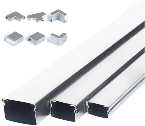 Yiustldd Kabelkanal, Edelstahl-Kabelkanal für Boden und Wand, Robustes Kabelmanagement-Set,25x15mm