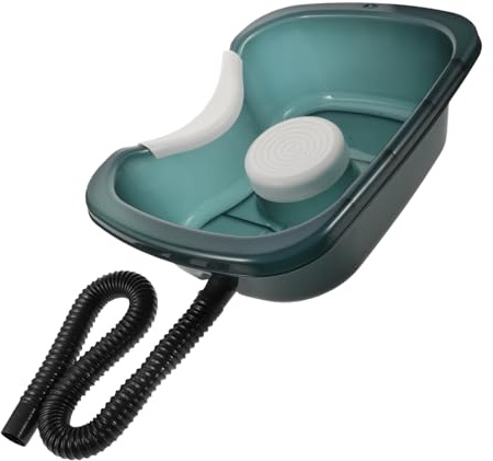 VICASKY Lavatesta Portatile per Anziani e Disabili Allettati Bacino Trasparente PP Resistente con Tubo Scarico e Poggiatesta per Domiciliare e Post Parto Colore Colore Casuale