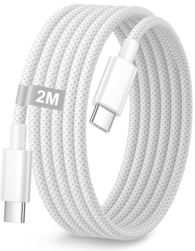 Générique Câble USB C vers USB C 60W Charge Rapide 2M, Transfert de données, Nylon Tressé, Compatible Smartphones, Tablettes, Ordinateurs Portables, Macbook, Android.