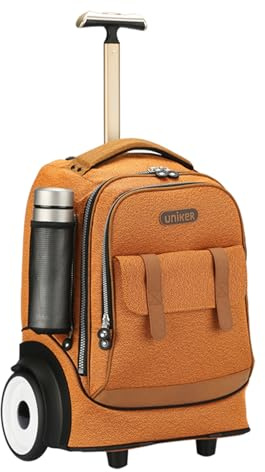 UNIKER Rolling Laptop Bag for 15.6 Inch Laptop,Community Nurse Bag on Wheels Work case,Roller Backpack for School, Business Daypack,Laptop Roller Case Travel Carry-on,T5- Tawny‌, 40L