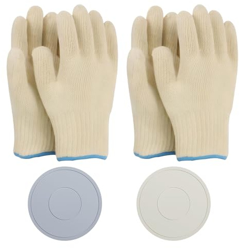 Uoxmiy 4 Pcs Oven Gloves with Fingers, Double-Layer Reusable Heat Resistant Oven Gloves, Non-Slip Baking Gloves for Handling Hot Surfaces in Kitchen, Cooking, Microwave, Baking and Fireplace Grilling