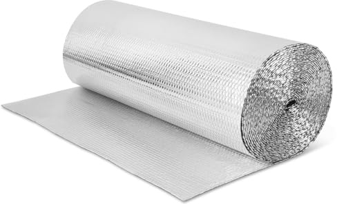 Peviasot Isolierfolie, 30㎡ 1M*30M Heizkörper Reflexionsfolie, Dachisolierung Isolierung, Thermofolie Fenster, Isoliermatte Heizung, Feuchtigkeitssperre, Kälteschutz, für Dach, Dachboden, Gewächshaus