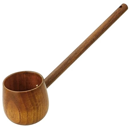 IMIKEYA Cucharón de Madera Marrón Cómodo de Usar Mango Largo para Cocina y Restaurante Utensilio Retro y Práctico para Servir Líquidos