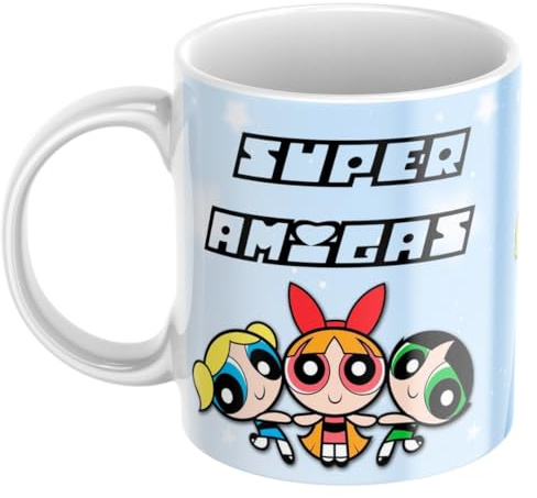 Taza Supernenas Mejores Amigas Poderosas Regalo Original - (Pétalo, Burbuja y Cactus) Cerámica 330 ml Apta Microondas y Lavavajillas (Super Nenas Amigas)