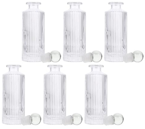 FONDOTIN Botellas Difusoras de Aroma de Vidrio 150ml Tapón Bola, Vidrio Transparente, Difusión Uniforme, para Aromaterapia en Hogar y Oficina, Set 12 Piezas (6 Botellas 6 Tapones