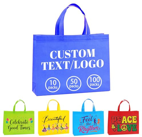 Bolsas Personalizadas Tela, Tote Bag Personalizada con Logo/Texto | Paquete de 10/50/100 Unidades, Bolsas No Tejidas a Tu Medida, Resistentes para Compra, Empresas, Eventos y Regalos