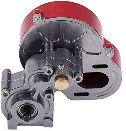 Taidda RC Center Gearbox with Motor Mount Upgrade for AX10 SCX10 1/10 Scale Crawler Car, Durable Gearbox with Gear for Smooth Operation, for RC Enthusiasts, Metal Gray + Red