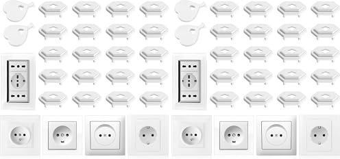 Vinabo 20PCS Protector Enchufes para Bebes con 2 llaves, Tapa de enchufe universal para seguridad infantil, Protección de enchufe eléctrico para bebé para el hogar (Blanco) (Paquete de 2)