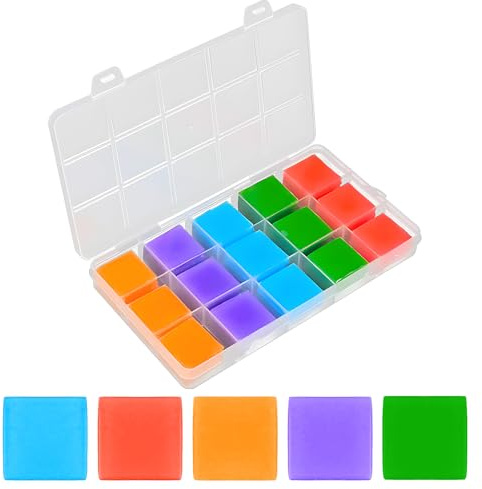 120 Pcs Diamond Painting Glue Wax with Storage Box, 2.5cm Large-Sized DIY Diamond Art High-Strength Glue Clay Wax Squares, for 5D Diamond Art, Nail Art (Purple/Red/Orange/Green/Blue)