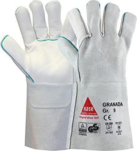 workAnt 6 pares - Prof Guante soldar Guantes Trabajo Guantes Seguridad para soldadores GRANADA-largo - Cuero de vaca TÜV GS - Grado - Talla: 12