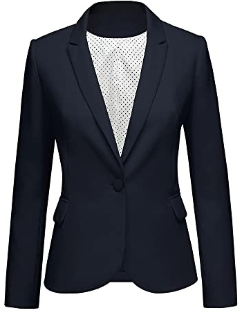 LookbookStore Blazer Jackets for Women Casual Blazers for Women Fashion 2026 Navy Blue Jacket Suit Notched Lapel Work Office Blazer Jacket 2026 Office Clothes Size Medium Size 8 10