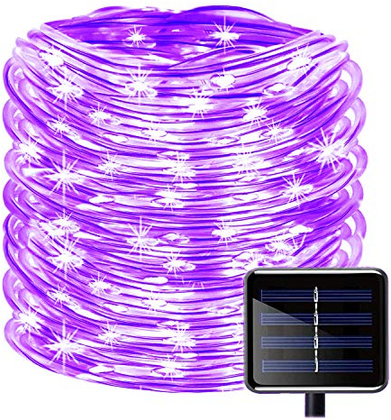 100LED Catena Luminosa Solare,KINGCOO Impermeabile 39ft/12M Stringa Luci Corda Tubo Rame Decorative per Natale Giardino Sentiero (Viola)