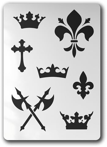 Schablone Krone Fleur de Lis Kreuz Axt - BA54