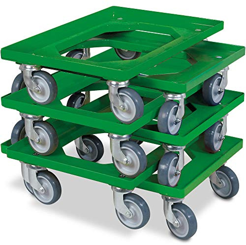 BRB 6X Logistikroller/Transportroller für Kisten 600x400 mm, Tragkraft 250 kg (grün)