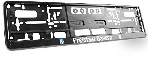 Bavariashop | Kennzeichenhalter Freistaat Bayern | Universell passend | KFZ Halter mit Spruch | Stabil und Witterungsbeständig