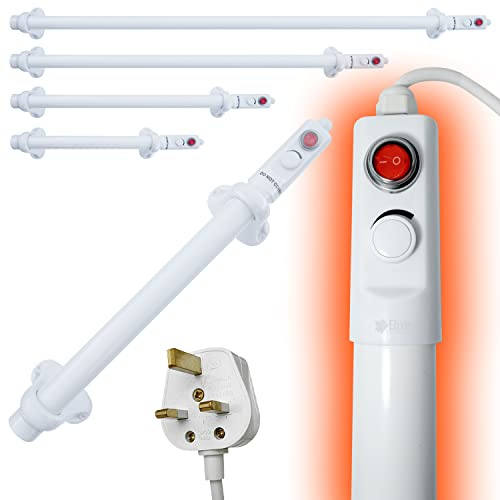 Elixir Gardens Low Energy TH01 Tubular/Tube Heater | Bathroom Mould Protection | 50cm,70cm,100cm,150cm Sizes | Plus Optional Guard & Thermostat | 50cm