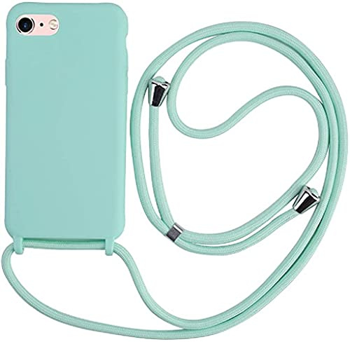 Ququcheng Kompatibel mit iPhone 7/iPhone 8(4.7) Hülle,Handykette Hülle Silikon Seil Necklace Handyhülle mit Kordel Tasche TPU Bumper Schutzhülle für iPhone 7/iPhone 8(4.7)-Grün
