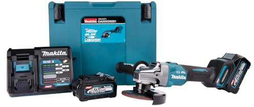 Makita GA005GM201 - Amoladora angular 125 mm Brushless XGT + 2 baterías 40 Vmax 4 Ah Li-ION BL4040 + cargador DC40RA + estuche Makpac