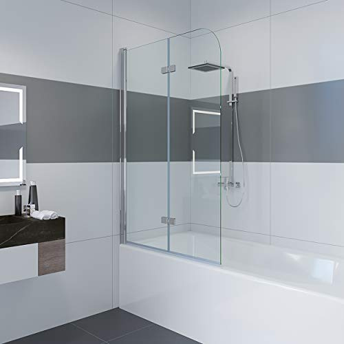 IMPTS 110x140 cm Duschwand für Badewanne Badewannenaufsatz 2 teilige