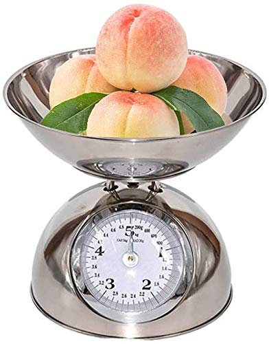 Balance Cuisine Balance De Cuisine Mécanique 5kg Balance Mécanique à Plate-forme Rétro, Balance De Pesée Alimentaire En Acier Inoxydable Avec Bol, Outil De Mesure à La Maison, échelle De(Color:argent)