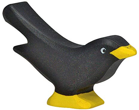 cama24com Holztiger Amsel Vogel Holzfigur Tierfiguren mit Palandi® Sticker